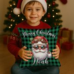 Henkilökohtainen Hyvää joulua Söpö sarjakuva Santa Claus Plaid heittää tyynyn kansi nimi Home Decor joululahja lapsille