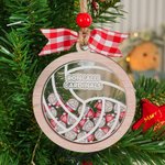 Personalisierte Santa Hut Volleyball hölzerne Weihnachten Shaker Ornament mit Team und 6-14 Mitglied Namen Weihnachtsbaumschmuck Geschenk für Volleyball-Liebhaber