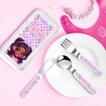 Henkilökohtainen sarjakuva musta poika tyttö haarukka lusikka veitsi 3 kpl ruokailuvälineet asetettu nimi ja asia päivittäiseen käyttöön koulu syntymäpäivälahja lapsille