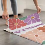 Personalized Floral Super Absorbent Yoga Towel with Name Sports Accessories Birthday Gift for Yoga Lovers Friends