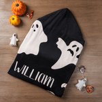 Personalised Cute Ghost Soft Hooded Blanket with Name Halloween Gift for Kids Halloween Lovers
