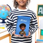 Henkilökohtainen sarjakuva Musta Poika Tyttö A5 Spiral Notebook nimi Koulutarvikkeet Syntymäpäivä Vuosipäivä lahja lapsille