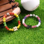 Personalized Baseball Number Initial Rhinestone Beaded Bracelet with Name and Text Game Day Birthday Team Gift for Baseball Lover Player