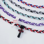 Personalized Baseball Softball Cross Tornado 3-Rope Braided Necklace with Engraved Text Team Spirit Birthday Gift for Baseball Softball Players