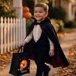 Personalisierte Halloween-Kostüm Cartoon Charakter Kürbis Initial Jute Tote Tasche mit Namen Halloween Party Geschenk für Familie Freunde Kinder