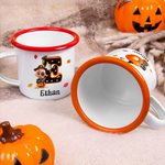 Personalized Halloween Costume 3D Cartoon Character 12 oz Enamel Mug with Name and Initial Halloween Party Gift for Family Friends