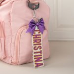 Personalisierte Glitter Bow Keychain Rucksack Namensschild Reisezubehör täglichen Gebrauch Geburtstag Geschenk für Cheerleader Teamkollegen