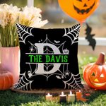 Personalized Halloween Theme Spide Web Design Multicolor Pillow Cover with Name Halloween Gift for Friends Family