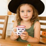 Personalized Cute Ghost Raccoon Pumpkin 12 oz Enamel Mug with Name and Text Trick or Treat Use Halloween Party Gift for Boys Girls