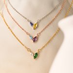 Personalized Marquise Birthstones Necklace Dainty Jewelry Birthday Anniversary Christmas Gift for Her