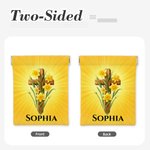 Personalized Birth Flower Cross PU Leather Shrapnel Rosary Pouch Storage Bag with Name Easter Christmas Baptism Gift for Christians