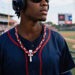 Personalized Baseball Softball Cross Tornado 3-Rope Braided Necklace with Engraved Text Team Spirit Birthday Gift for Baseball Softball Players