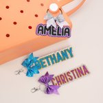 Personalisierte Glitter Bow Keychain Rucksack Namensschild Reisezubehör täglichen Gebrauch Geburtstag Geschenk für Cheerleader Teamkollegen