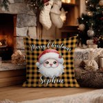Henkilökohtainen Hyvää joulua Söpö sarjakuva Santa Claus Plaid heittää tyynyn kansi nimi Home Decor joululahja lapsille