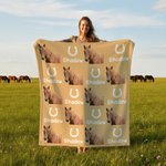 Personalised Horseshoe Horse Face Photo Multicolour Soft Throw Blanket with Name Birthday Anniversary Gift for Horse Owner Lover