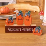 Personalized Rustic Wooden Halloween Bow Pumpkin Plaque with 1-10 Names Fall Decor Halloween Thanksgiving Day Gift for Family