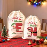 Personalised Christmas Elf Drawstring Canvas Gift Bag with Name and Initial Christmas Party Gift for Kids Family