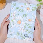 Personalized Daisy Design PU Leather Journal Notebook with Name and 400 Pages Daily Use Birthday Gift for Women
