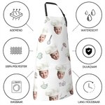 Gepersonaliseerde Leuke 1 - 3 Koksmuts Foto's Avatar Schort met Verstelbare Nekband Huiswarmcadeau voor Familie en Kookliefhebber