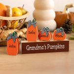 Personalized Rustic Wooden Halloween Bow Pumpkin Plaque with 1-10 Names Fall Decor Halloween Thanksgiving Day Gift for Family