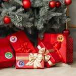 Personalised Cute Reindeer Santa Claus Multicolour Waterproof Stickers Labels with Name and Initial Gift Decor Christmas Party Favors for Family Kid