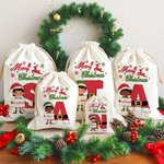 Personalised Christmas Elf Drawstring Canvas Gift Bag with Name and Initial Christmas Party Gift for Kids Family
