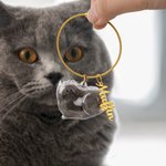 Henkilökohtainen kissan muotoinen lemmikkieläinten hiusten säilytyksen avaimenperä, jossa on nimi ja Gachapon Ball Fur turkis matkamuisto muistolahja kissan omistajille lemmikkieläinten menetys