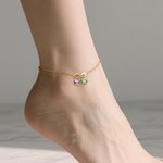 Personalized 1-5 Cute Boy Girl Charms Anklet with Heart-Shaped Birthstone Exquisite Jewelry Anniversary Birthday Gift for Mom Kid