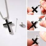 Personalizado 1-3 Lados Texto Urna Cruz Collar Cremación Simpatía Memorial Regalo para Mujeres Hombres