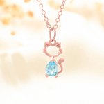 Personalized 1-4 Cat Dog Birthstones Necklace Dainty Jewellery Birthday Anniversary Gift for Women Pet Lovers