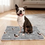 Gepersonaliseerde Multicolor Paw Prints Dog Cat Face Photo Zachte Beddenmat voor huisdieren met naam Outdoor activiteiten Verjaardagscadeau voor huisdiereigenaren liefhebbers