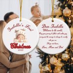 Personalized Baby Pattern Newborn First Christmas Ceramic Ornament with Name Text and Year Home Tree Decor Christmas Gift for Family Baby New Parents