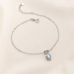 Personalized 1-5 Cute Boy Girl Charms Anklet with Heart-Shaped Birthstone Exquisite Jewelry Anniversary Birthday Gift for Mom Kid