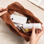 Personalized Retro Embroidered Birth Flower Crochet Mesh Tote Bag with Name Summer Beach Travel Birthday Gift for Women