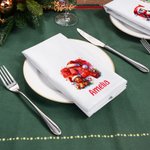 Serviette de Table en Coton Personnalisée avec Nom Initiale et Motif Mignon Cadeau de Noël pour les Enfants la Famille et les Amis