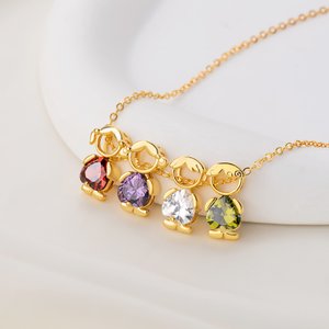 Personalised 1-5 Cute Boy Girl Charms Anklet with Heart-Shaped Birthstone Exquisite Jewellery Anniversary Birthday Gift for Mom Kid