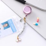 Personalized Stethoscope Nurse Hat Name Beads Badge Reel with Pendant Appreciation Birthday Gift for Nurse Healthcare Workers