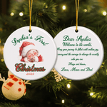 Personalized Baby Pattern Newborn First Christmas Ceramic Ornament with Name Text and Year Home Tree Decor Christmas Gift for Family Baby New Parents