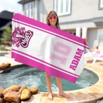 Personalized Team Logo Quick Dry Soft Microfiber Beach Towel with Name and Number Beach Party Accessories Birthday Team Gift for Sports Lover