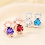 Personalisierte niedlichen Jungen Mädchen Ohrringe Zierliche Schmuck mit Birthstone Muttertag Jahrestag Geburtstag Geschenk für Frauen Mädchen