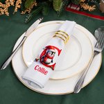 Serviette de Table en Coton Personnalisée avec Nom Initiale et Motif Mignon Cadeau de Noël pour les Enfants la Famille et les Amis