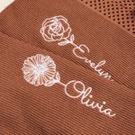 Personalized Retro Embroidered Birth Flower Crochet Mesh Tote Bag with Name Summer Beach Travel Birthday Gift for Women