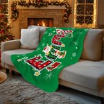 Personalized Christmas Reindeer Santa Claus Name Soft Throw Blanket Home Decor Christmas Party Gift for Kids Family Friends
