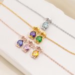 Personalized 1-5 Cute Boy Girl Charms Anklet with Heart-Shaped Birthstone Exquisite Jewelry Anniversary Birthday Gift for Mom Kid