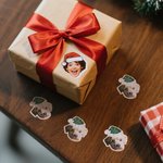 Personalized Santa Hat Face Photo Set of 12 Waterproof Glitter Confetti Stickers Gift Decor Christmas Party Favor for Family Friends