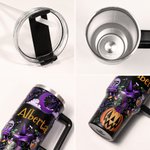 Vaso personalizado de 1180 ml de calabaza y fantasma con nombre y pajita regalo de cumpleaños y Halloween para familiares