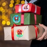 Personalised Cute Reindeer Santa Claus Multicolour Waterproof Stickers Labels with Name and Initial Gift Decor Christmas Party Favors for Family Kid