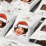 Personalized Santa Hat Face Photo Set of 12 Waterproof Glitter Confetti Stickers Gift Decor Christmas Party Favor for Family Friends