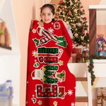 Personalized Christmas Reindeer Santa Claus Name Soft Throw Blanket Home Decor Christmas Party Gift for Kids Family Friends