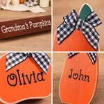 Personalized Rustic Wooden Halloween Bow Pumpkin Plaque with 1-10 Names Fall Decor Halloween Thanksgiving Day Gift for Family